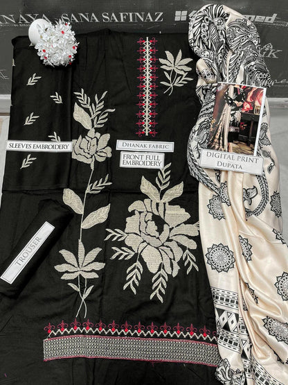 Sapphire Heavy Embroidery 3PC Dhanak Suit JCH-087