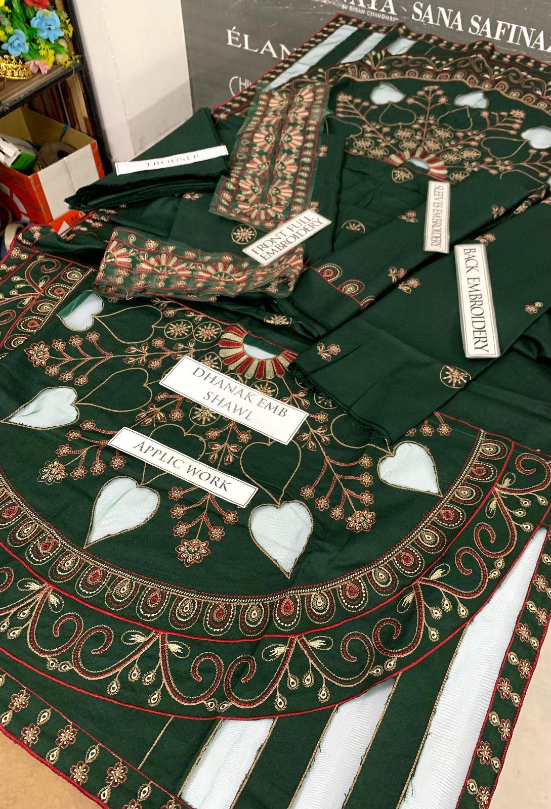 Noor e Eman Heavy Embroidery aplic 3PC Dhanak Suit JCH-037 - Image 2