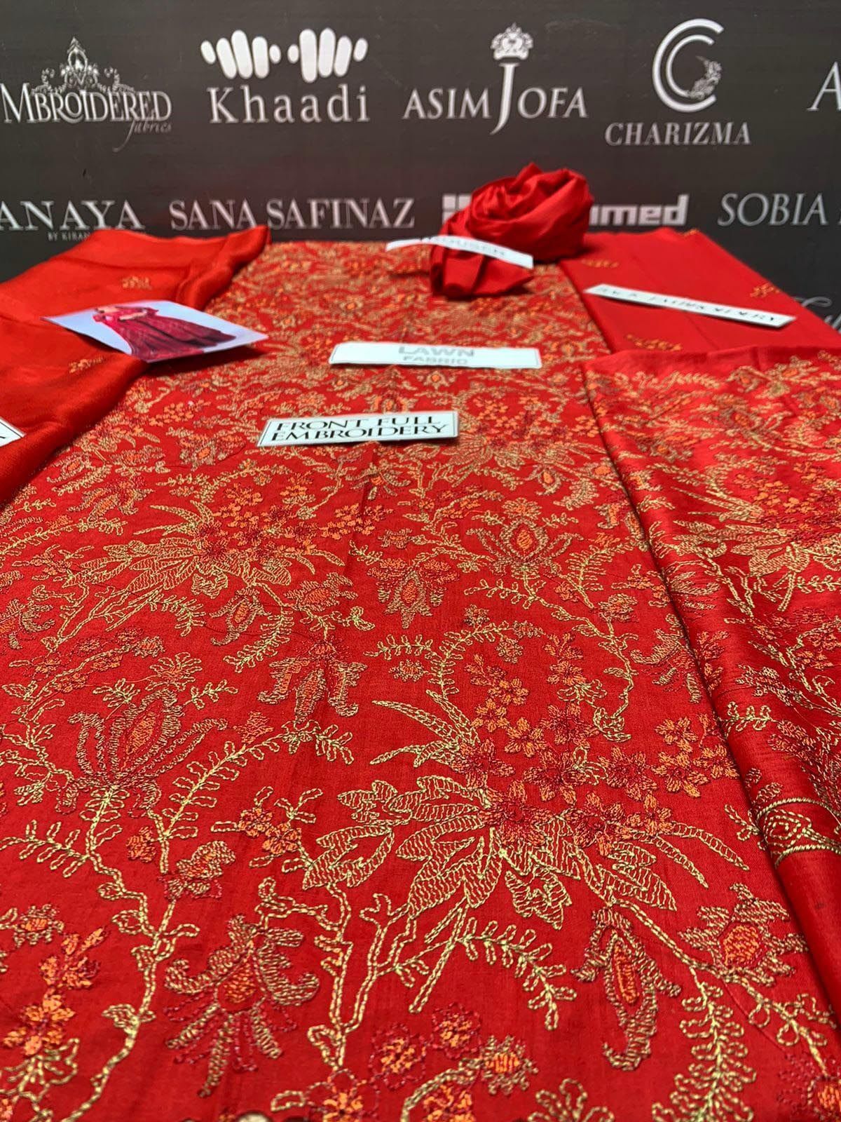 Bareeze luxury Embroidred LAWN 3PC UNSTICHED JCH-125 - Image 4