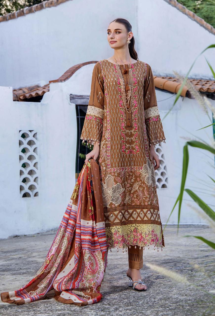 Adan Libas Luxury LAWN EMB 3PC Voile Dupatta JCH-011 - Image 2