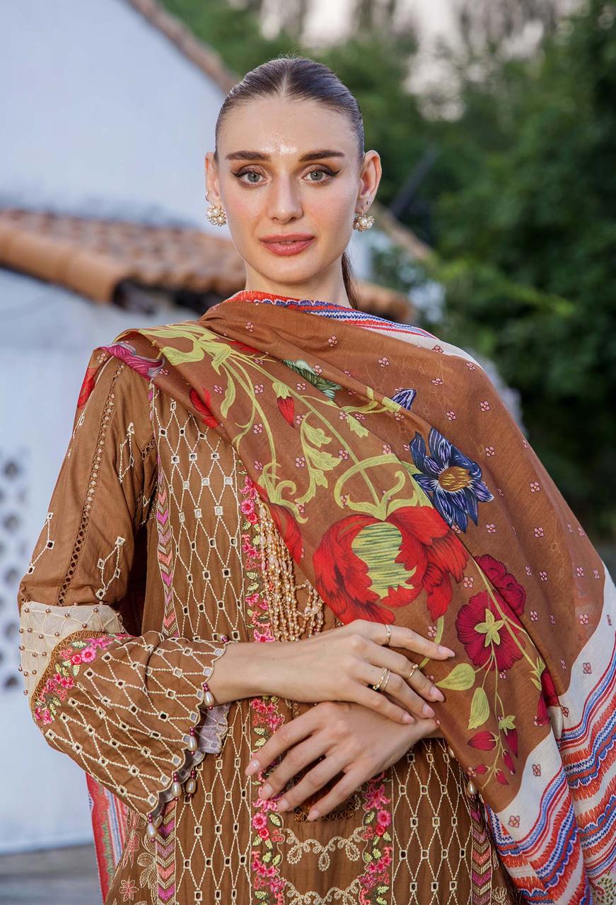 Adan Libas Luxury LAWN EMB 3PC Voile Dupatta JCH-011 - Image 5