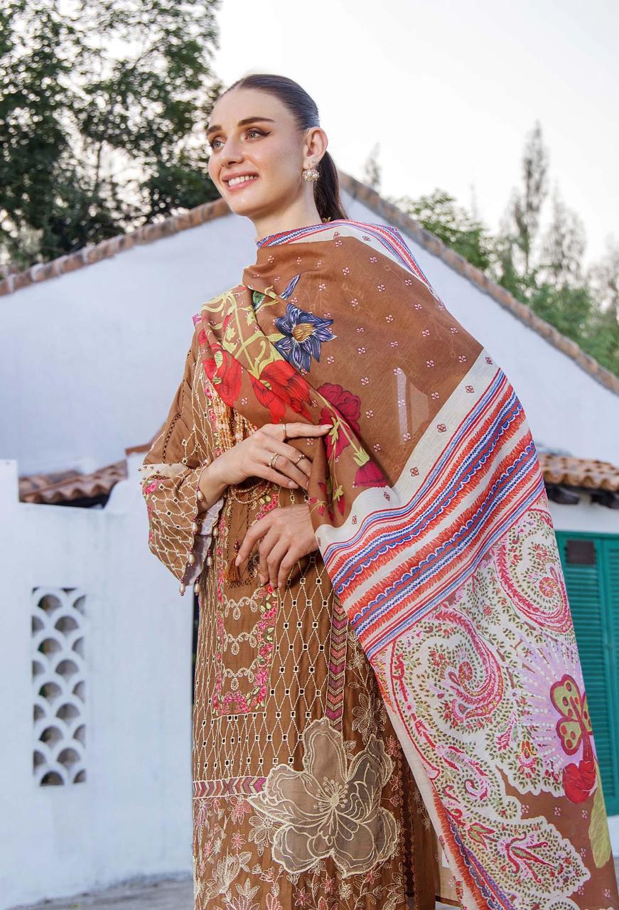 Adan Libas Luxury LAWN EMB 3PC Voile Dupatta JCH-011 - Image 3