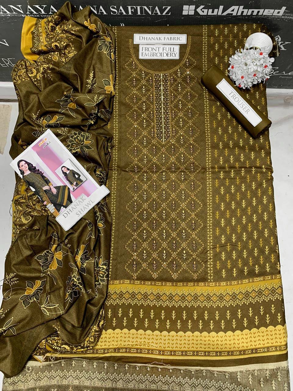 BJ Textile Heavy Embroidery 3PC Dhanak Suit JCH-060 - Image 2