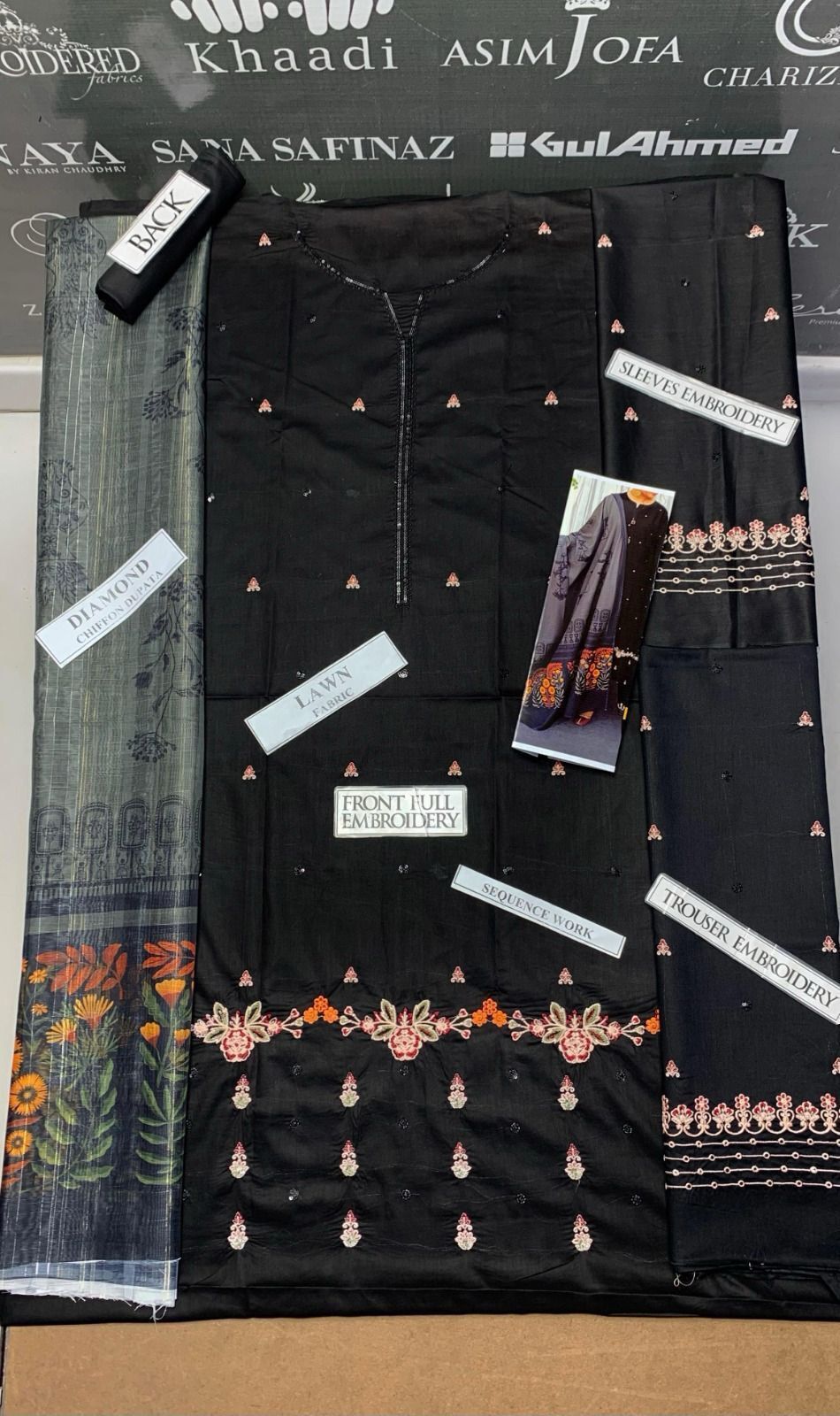 Urge A+ luxury Embroidred LAWN 3PC UNSTICHED JCH-139 - Image 3