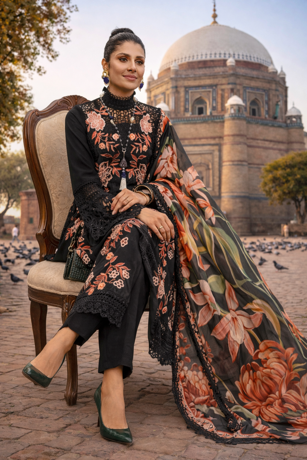 MUSHQ A+ luxury Embroidred LAWN 3PC UNSTICHED JCH-142 - Image 2