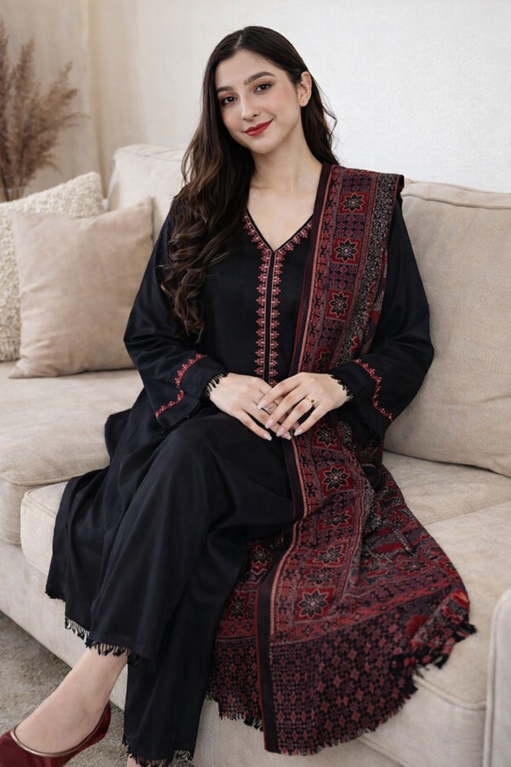 A sling A+ luxury Embroidred LAWN 3PC UNSTICHED JCH-136 - Image 2