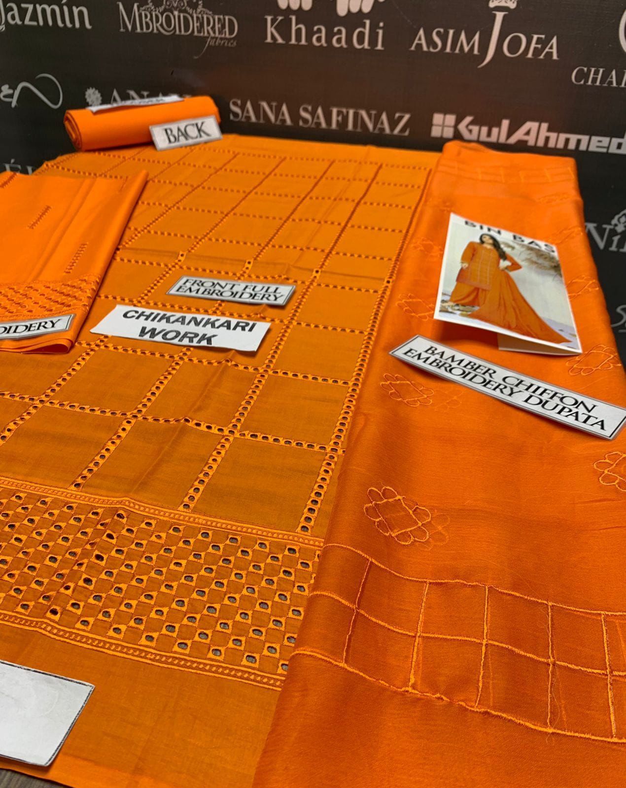 Bin Bashir luxury Embroidred LAWN 3PC UNSTICHED JCH-141 - Image 4