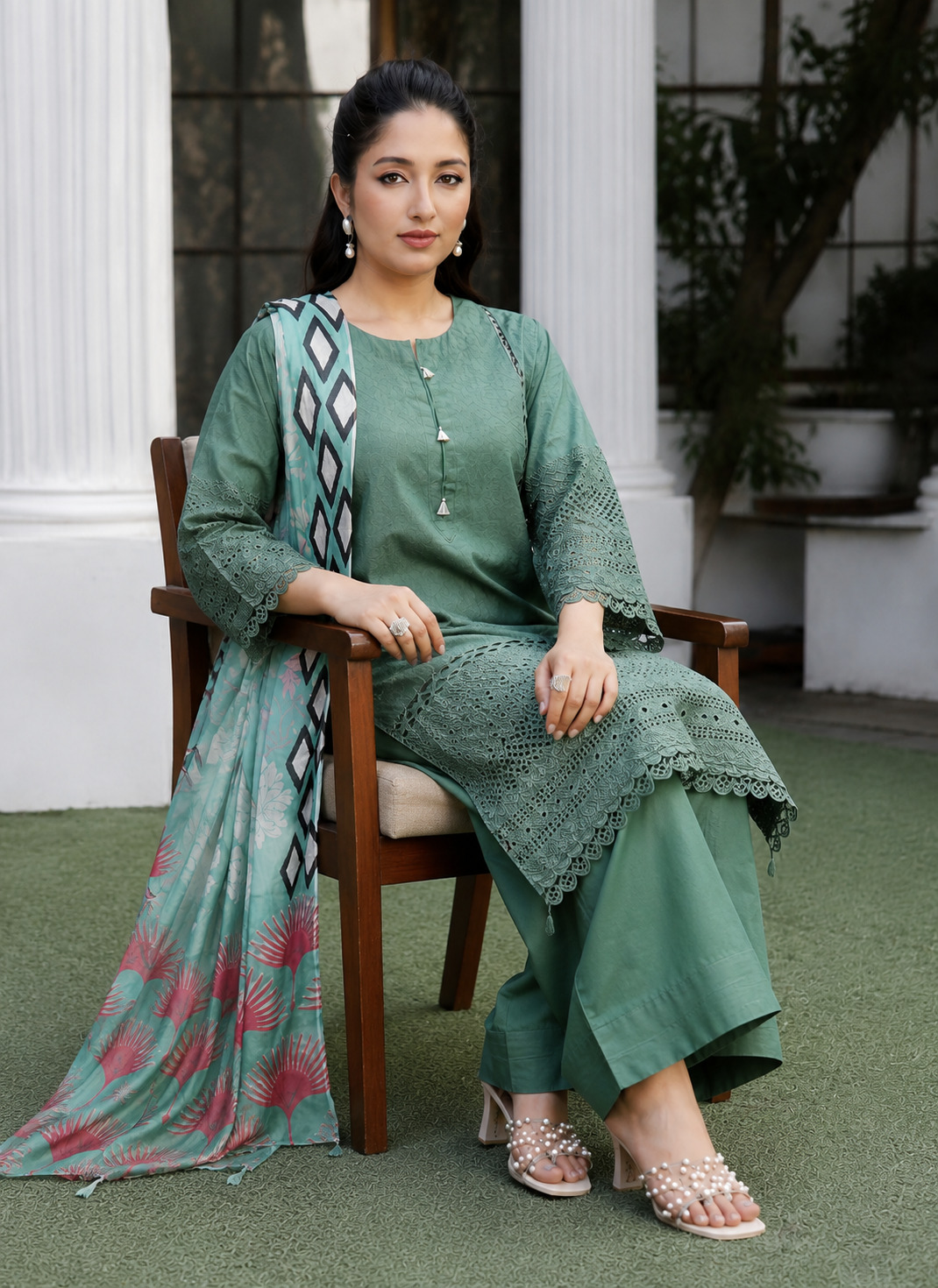 Johra Hadeed luxury Embroidred LAWN 3PC UNSTICHED BAMBER DUPATTA JCH-404 - Image 2