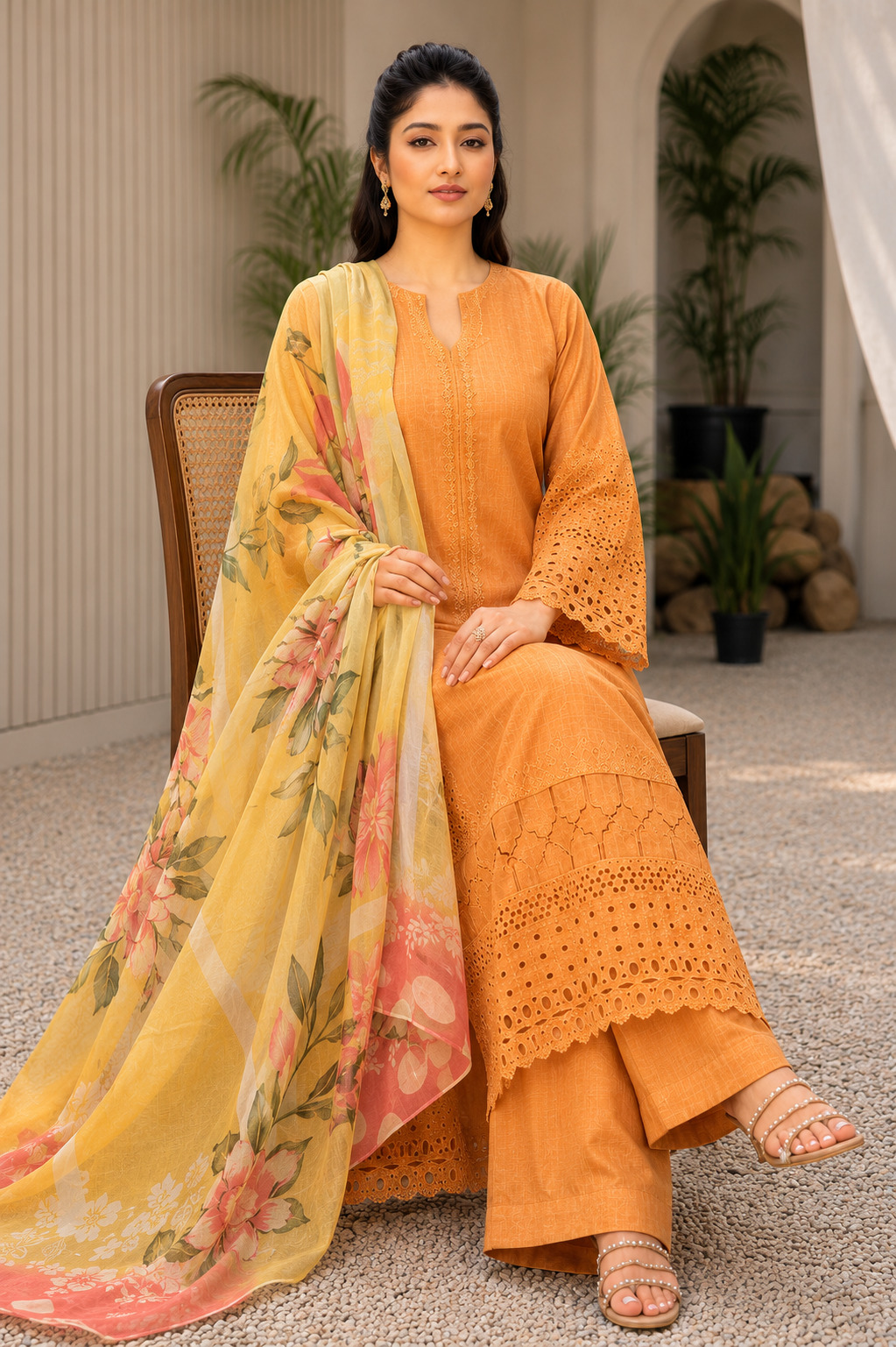 Johra Hadeed luxury Embroidred LAWN 3PC UNSTICHED BAMBER DUPATTA JCH-407 - Image 2