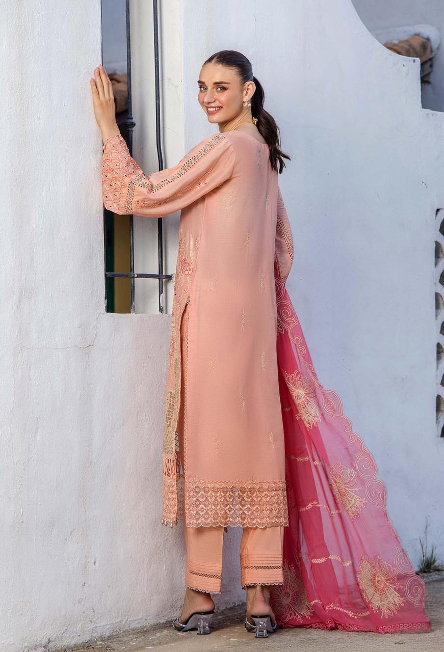 Adan Libas Luxury lawn emb 3PC Unstiched Bamber emb Dupatta JCH-409 - Image 3