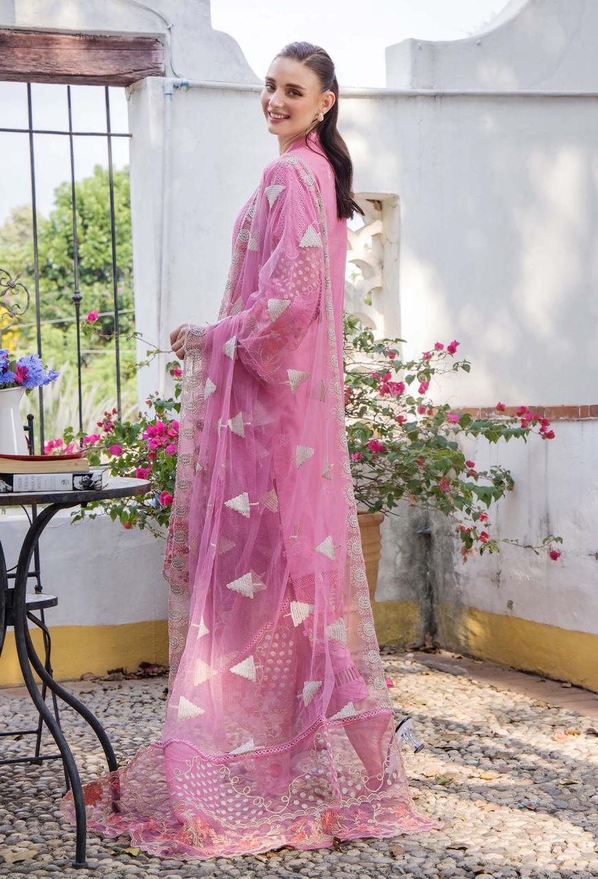Adan Libas Luxury lawn emb 3PC Unstiched Net emb Dupatta JCH-408 - Image 4