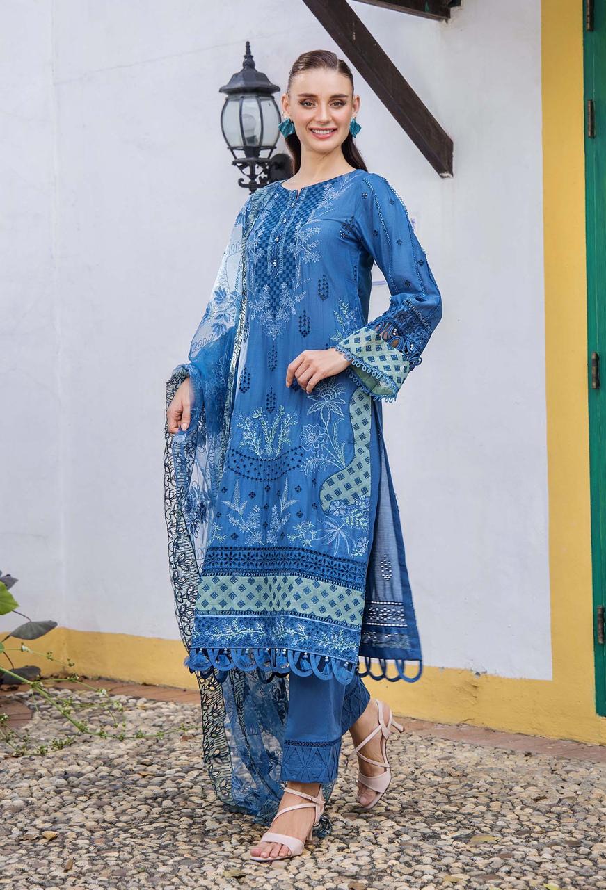 Adan Libas Luxury lawn emb 3PC Unstiched Netemb Dupatta JCH-410 - Image 4