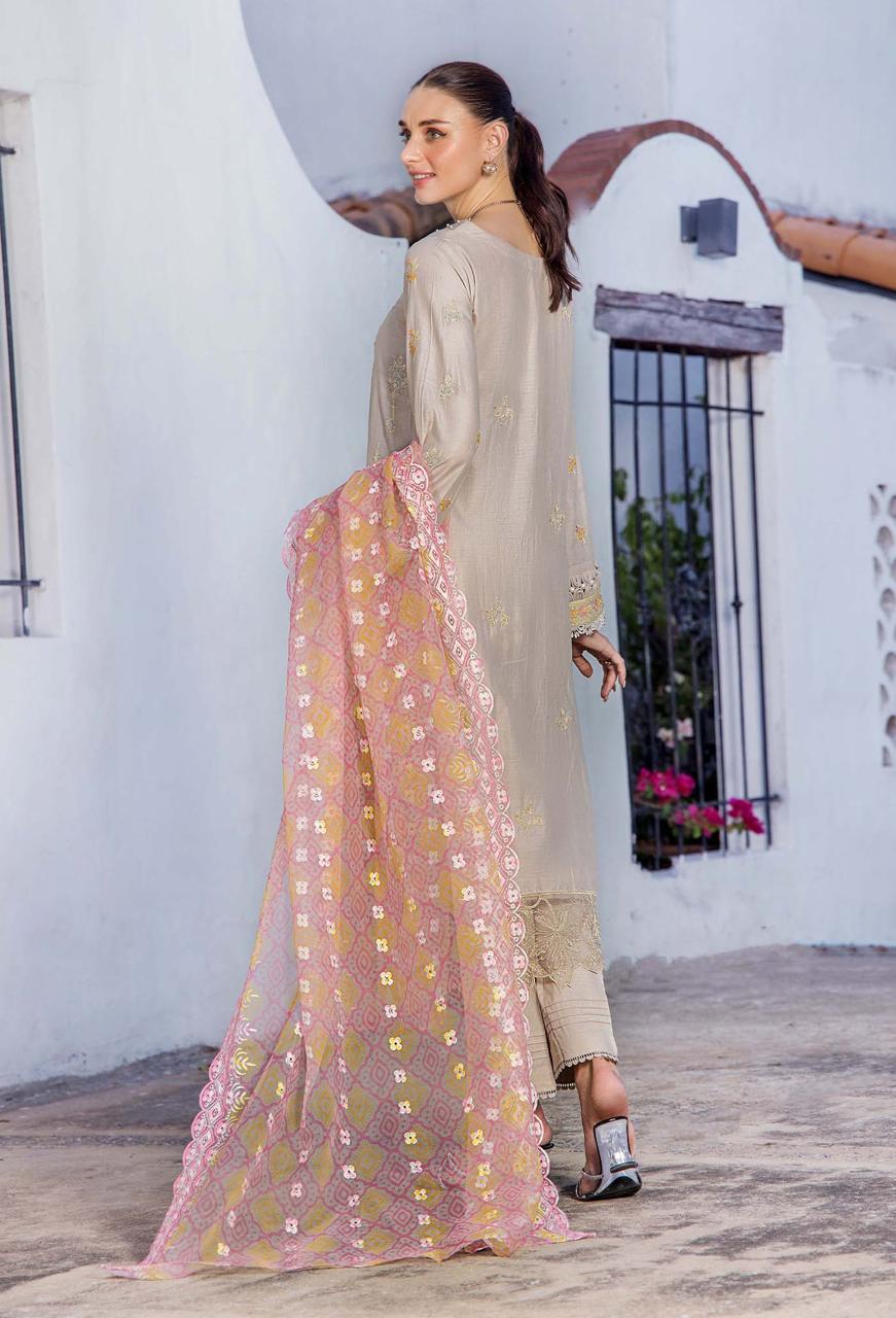 Adan Libas Luxury lawn emb 3PC Unstiched organza emb Dupatta JCH-411 - Image 4