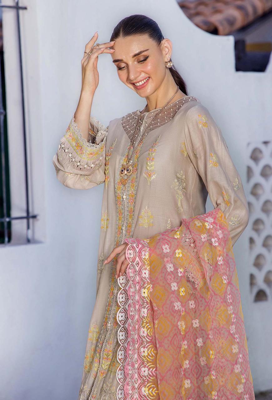 Adan Libas Luxury lawn emb 3PC Unstiched organza emb Dupatta JCH-411 - Image 2