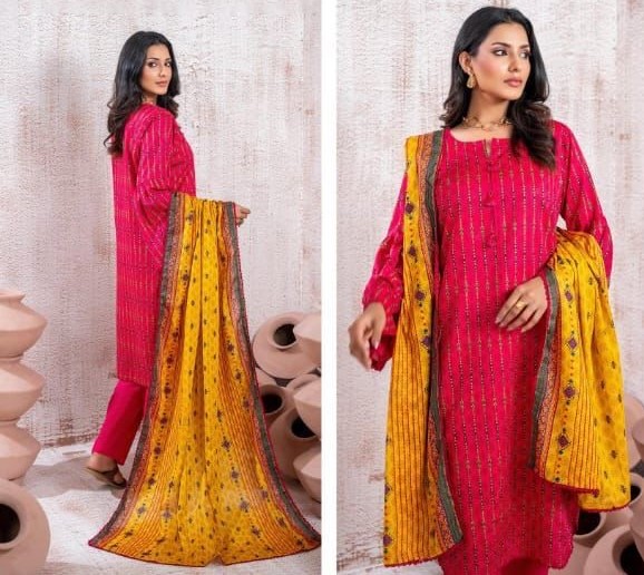 ZESH LAWN Digital PRINTED 3PC DORIA LAWN DUPATTA Unstiched SUIT JCH-414 - Image 2